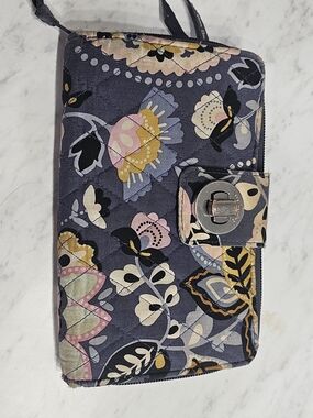 Vera Bradley Gray Floral Quilted Phone Wallet
